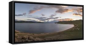 Sunset over White Lake, Tariat district, North Hangay province, Mongolia, Central Asia, Asia-Francesco Vaninetti-Framed Stretched Canvas