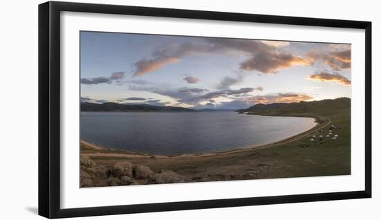 Sunset over White Lake, Tariat district, North Hangay province, Mongolia, Central Asia, Asia-Francesco Vaninetti-Framed Photographic Print