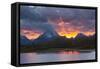 Sunset, Oxbow, Mount Moran, Grand Teton National Park, Wyoming, USA-Michel Hersen-Framed Stretched Canvas