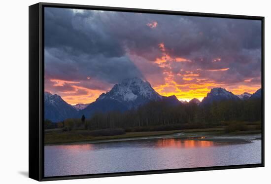 Sunset, Oxbow, Mount Moran, Grand Teton National Park, Wyoming, USA-Michel Hersen-Framed Stretched Canvas