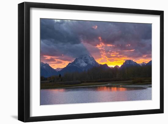 Sunset, Oxbow, Mount Moran, Grand Teton National Park, Wyoming, USA-Michel Hersen-Framed Photographic Print