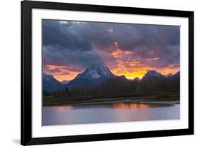 Sunset, Oxbow, Mount Moran, Grand Teton National Park, Wyoming, USA-Michel Hersen-Framed Photographic Print