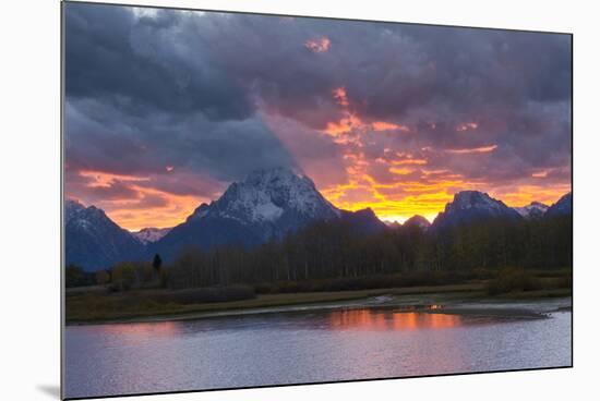 Sunset, Oxbow, Mount Moran, Grand Teton National Park, Wyoming, USA-Michel Hersen-Mounted Photographic Print