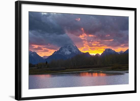 Sunset, Oxbow, Mount Moran, Grand Teton National Park, Wyoming, USA-Michel Hersen-Framed Premium Photographic Print