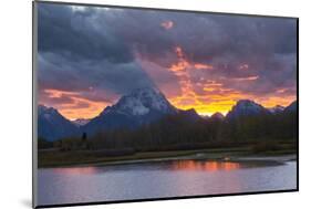 Sunset, Oxbow, Mount Moran, Grand Teton National Park, Wyoming, USA-Michel Hersen-Mounted Photographic Print