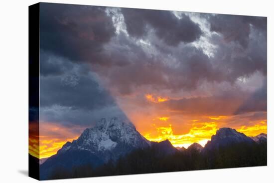 Sunset, Oxbow, Mount Moran, Grand Teton National Park, Wyoming, USA-Michel Hersen-Stretched Canvas