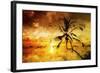 Sunset Palm I - In the Style of Oil Painting-Philippe Hugonnard-Framed Giclee Print