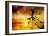 Sunset Palm I - In the Style of Oil Painting-Philippe Hugonnard-Framed Giclee Print