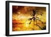 Sunset Palm I - In the Style of Oil Painting-Philippe Hugonnard-Framed Giclee Print