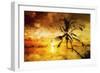 Sunset Palm I - In the Style of Oil Painting-Philippe Hugonnard-Framed Giclee Print