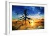 Sunset Palm II - In the Style of Oil Painting-Philippe Hugonnard-Framed Giclee Print
