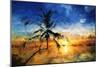Sunset Palm II - In the Style of Oil Painting-Philippe Hugonnard-Mounted Giclee Print