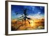 Sunset Palm II - In the Style of Oil Painting-Philippe Hugonnard-Framed Giclee Print