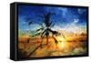 Sunset Palm II - In the Style of Oil Painting-Philippe Hugonnard-Framed Stretched Canvas