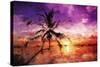 Sunset Palm - In the Style of Oil Painting-Philippe Hugonnard-Stretched Canvas