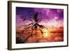Sunset Palm - In the Style of Oil Painting-Philippe Hugonnard-Framed Giclee Print