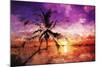 Sunset Palm - In the Style of Oil Painting-Philippe Hugonnard-Mounted Giclee Print