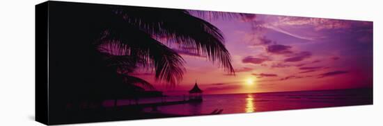 Sunset, Palm Trees, Beach, Water, Ocean, Montego Bay Jamaica-null-Stretched Canvas