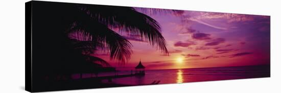 Sunset, Palm Trees, Beach, Water, Ocean, Montego Bay Jamaica-null-Stretched Canvas