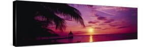 Sunset, Palm Trees, Beach, Water, Ocean, Montego Bay Jamaica-null-Stretched Canvas