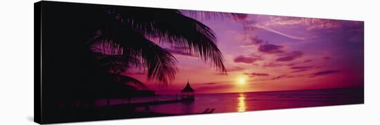 Sunset, Palm Trees, Beach, Water, Ocean, Montego Bay Jamaica-null-Stretched Canvas