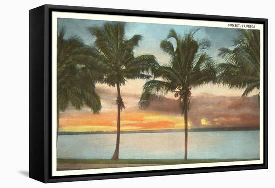 Sunset, Palm Trees, Florida-null-Framed Stretched Canvas