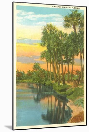 Sunset, Palm Trees, Florida-null-Mounted Art Print