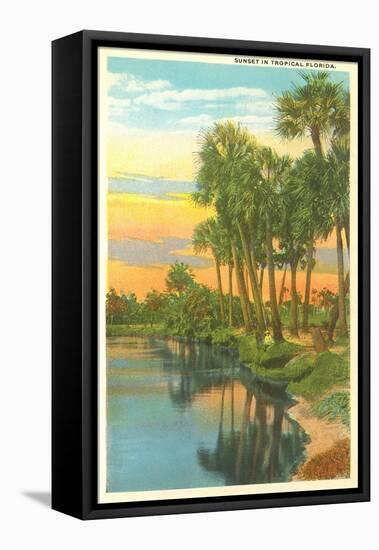 Sunset, Palm Trees, Florida-null-Framed Stretched Canvas