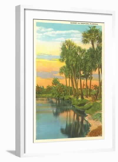 Sunset, Palm Trees, Florida-null-Framed Art Print