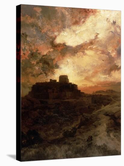 Sunset, Pueblo Del Walpe, Arizona, 1880-Thomas Moran-Stretched Canvas