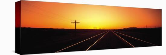 Sunset, Railroad Tracks, Daggett, California, USA-null-Stretched Canvas