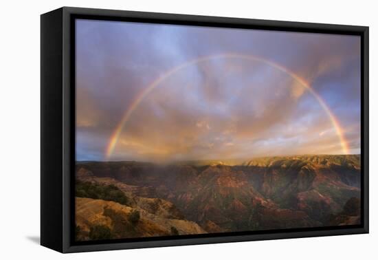 Sunset Rainbow, Waimea Canyon, Kauai, Hawaii-Paul Souders-Framed Stretched Canvas