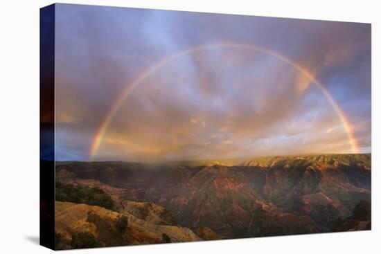 Sunset Rainbow, Waimea Canyon, Kauai, Hawaii-Paul Souders-Stretched Canvas