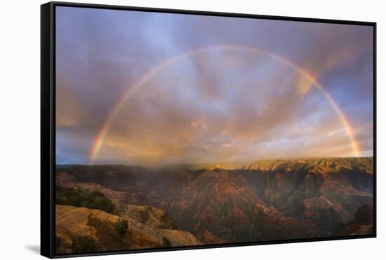 Sunset Rainbow, Waimea Canyon, Kauai, Hawaii-Paul Souders-Framed Stretched Canvas