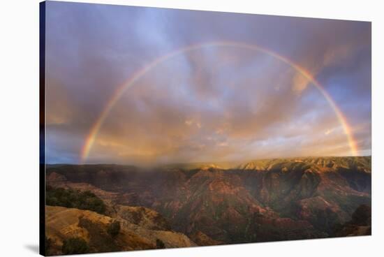 Sunset Rainbow, Waimea Canyon, Kauai, Hawaii-Paul Souders-Stretched Canvas
