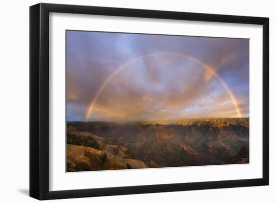 Sunset Rainbow, Waimea Canyon, Kauai, Hawaii-Paul Souders-Framed Photographic Print