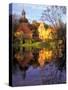 Sunset Rays on Straupe Castle and Reflection Pond, Gauja National Park, Latvia-Janis Miglavs-Stretched Canvas