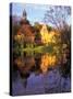 Sunset Rays on Straupe Castle and Reflection Pond, Gauja National Park, Latvia-Janis Miglavs-Stretched Canvas