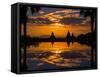 Sunset reflected in the infinity pool at Aureum Palace Hotel, Bagan, Mandalay Region, Myanmar-null-Framed Stretched Canvas