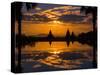 Sunset reflected in the infinity pool at Aureum Palace Hotel, Bagan, Mandalay Region, Myanmar-null-Stretched Canvas