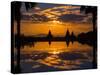 Sunset reflected in the infinity pool at Aureum Palace Hotel, Bagan, Mandalay Region, Myanmar-null-Stretched Canvas