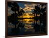 Sunset reflected in the infinity pool at Aureum Palace Hotel, Bagan, Mandalay Region, Myanmar-null-Framed Photographic Print