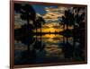 Sunset reflected in the infinity pool at Aureum Palace Hotel, Bagan, Mandalay Region, Myanmar-null-Framed Photographic Print