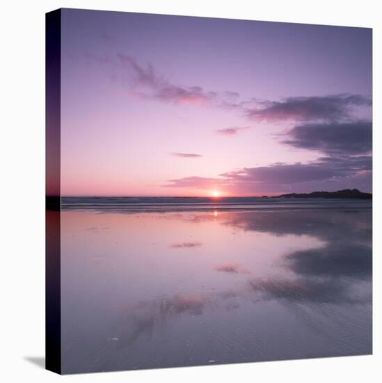 Sunset Reflected in Wet Sand and Sea on Crackington Haven Beach, Cornwall, England, UK, Europe-Ian Egner-Stretched Canvas