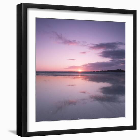 Sunset Reflected in Wet Sand and Sea on Crackington Haven Beach, Cornwall, England, UK, Europe-Ian Egner-Framed Photographic Print