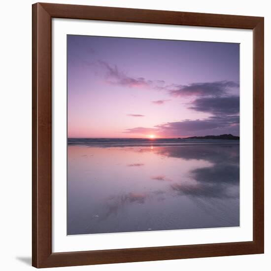 Sunset Reflected in Wet Sand and Sea on Crackington Haven Beach, Cornwall, England, UK, Europe-Ian Egner-Framed Photographic Print