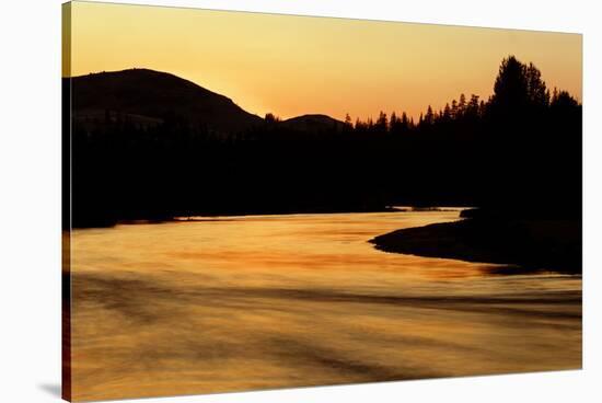 Sunset reflected on Tuolumne River, Tuolumne Meadows, Yosemite National Park, California-Adam Jones-Stretched Canvas