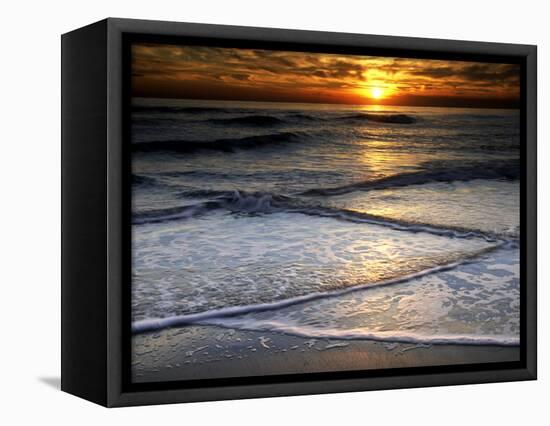 Sunset Reflection on Beach, Cape May, New Jersey, USA-Jay O'brien-Framed Stretched Canvas