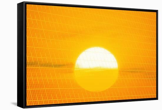 Sunset Reflection on Solar Panel, Artwork-Detlev Van Ravenswaay-Framed Stretched Canvas