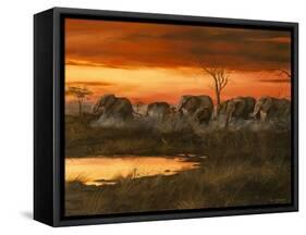 Sunset River Crossing-Trevor V. Swanson-Framed Stretched Canvas